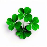 AI generated Design of shamrocks for Saint Patricks day isolated on white background for cutting out. AI Generated. photo