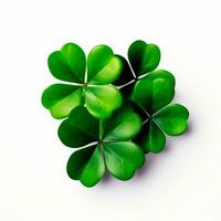 AI generated Design of shamrocks for Saint Patricks day isolated on white background for cutting out. AI Generated. photo