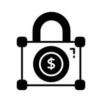 Dollar coin inside padlock showing concept icon of secure payment, financial protection vector