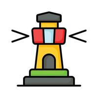 A tower containing a beacon light to warn or guide ships at sea, well designed icon of lighthouse vector