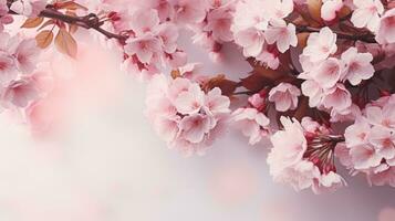 AI generated spring sakura background with copy space photo