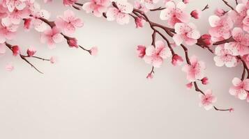 AI generated spring sakura background with copy space photo