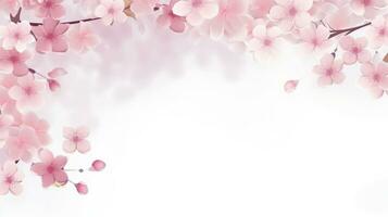 AI generated spring sakura background with copy space photo