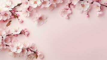 AI generated spring sakura background with copy space photo