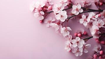 AI generated spring sakura background with copy space photo