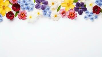 AI generated summer flowers background with copy space photo