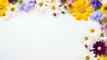 AI generated summer flowers background with copy space photo