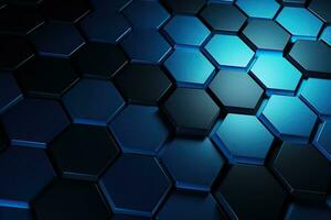 AI generated Abstract background with dark blue hexagons. photo