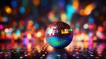 AI generated disco ball background with copy space photo