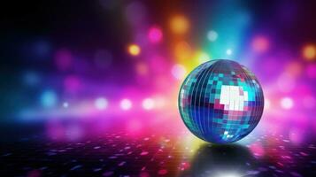 AI generated disco ball background with copy space photo