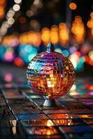 AI generated disco ball background with copy space photo