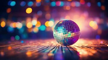 AI generated disco ball background with copy space photo