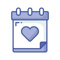 Calendar with heart showing concept icon of annual event vector design