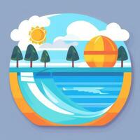 AI generated Summer Vibe Vacation Tropic Icon Clip Art Sticker Decoration Simple Background photo