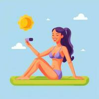 AI generated Summer Vibe Vacation Tropic Icon Clip Art Sticker Decoration Simple Background photo