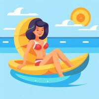 AI generated Summer Vibe Vacation Tropic Icon Clip Art Sticker Decoration Simple Background photo