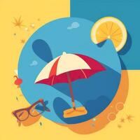 AI generated Summer Vibe Vacation Tropic Icon Clip Art Sticker Decoration Simple Background photo