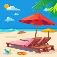 AI generated Summer Vibe Vacation Tropic Icon Clip Art Sticker Decoration Simple Background photo