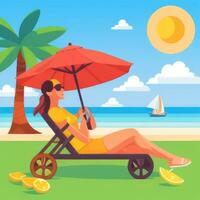 AI generated Summer Vibe Vacation Tropic Icon Clip Art Sticker Decoration Simple Background photo