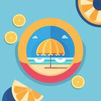 AI generated Summer Vibe Vacation Tropic Icon Clip Art Sticker Decoration Simple Background photo