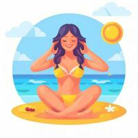 AI generated Summer Vibe Vacation Tropic Icon Clip Art Sticker Decoration Simple Background photo