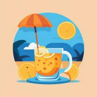 AI generated Summer Vibe Vacation Tropic Icon Clip Art Sticker Decoration Simple Background photo