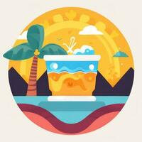 AI generated Summer Vibe Vacation Tropic Icon Clip Art Sticker Decoration Simple Background photo