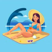 AI generated Summer Vibe Vacation Tropic Icon Clip Art Sticker Decoration Simple Background photo