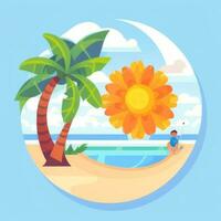 AI generated Summer Vibe Vacation Tropic Icon Clip Art Sticker Decoration Simple Background photo