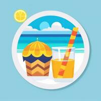 AI generated Summer Vibe Vacation Tropic Icon Clip Art Sticker Decoration Simple Background photo