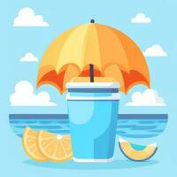 AI generated Summer Vibe Vacation Tropic Icon Clip Art Sticker Decoration Simple Background photo