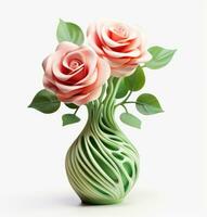 AI generated rose vase flower isolated photo