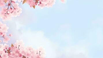 AI generated spring sakura background with copy space photo