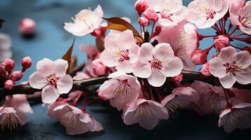 AI generated spring sakura background with copy space photo