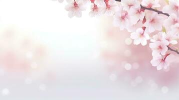 AI generated spring sakura background with copy space photo