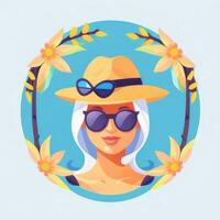 AI generated Summer Vibe Vacation Tropic Icon Clip Art Sticker Decoration Simple Background photo