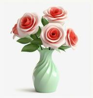 AI generated rose vase flower isolated photo