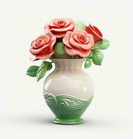 AI generated rose vase flower isolated photo