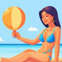AI generated Summer Vibe Vacation Tropic Icon Clip Art Sticker Decoration Simple Background photo