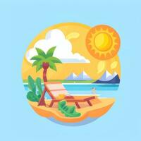 AI generated Summer Vibe Vacation Tropic Icon Clip Art Sticker Decoration Simple Background photo