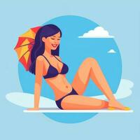 AI generated Summer Vibe Vacation Tropic Icon Clip Art Sticker Decoration Simple Background photo