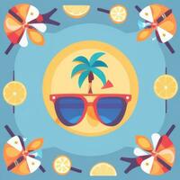 AI generated Summer Vibe Vacation Tropic Icon Clip Art Sticker Decoration Simple Background photo