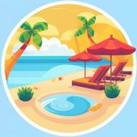 AI generated Summer Vibe Vacation Tropic Icon Clip Art Sticker Decoration Simple Background photo