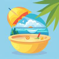 AI generated Summer Vibe Vacation Tropic Icon Clip Art Sticker Decoration Simple Background photo