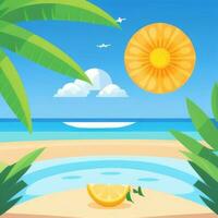 AI generated Summer Vibe Vacation Tropic Icon Clip Art Sticker Decoration Simple Background photo