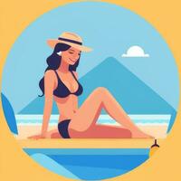 AI generated Summer Vibe Vacation Tropic Icon Clip Art Sticker Decoration Simple Background photo