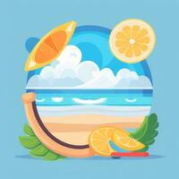 AI generated Summer Vibe Vacation Tropic Icon Clip Art Sticker Decoration Simple Background photo