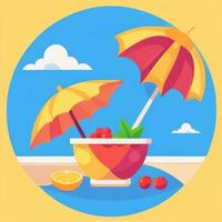 AI generated Summer Vibe Vacation Tropic Icon Clip Art Sticker Decoration Simple Background photo
