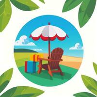 AI generated Summer Vibe Vacation Tropic Icon Clip Art Sticker Decoration Simple Background photo