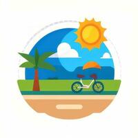 AI generated Summer Vibe Vacation Tropic Icon Clip Art Sticker Decoration Simple Background photo